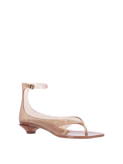 Chloé Jelly Brown Sandals With Logo Imprinted On The Side And Ankle Buckle Closure In Tpu Woman In Neutral