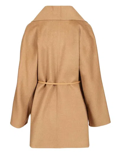 Max Mara Abilita Fringed Camel Hair Belted Cape Jacket In Brown