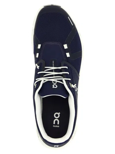 On Breathable Technical Fabric Sneakers With Cushied Sole In Blue