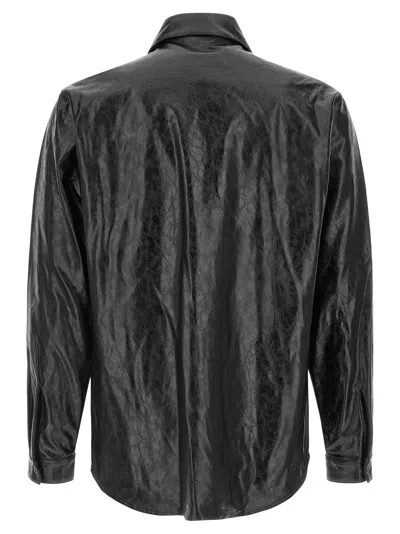 Diesel Textured Shirt With Branded Buttons In Black