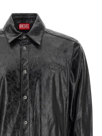 Diesel Textured Shirt With Branded Buttons In Black