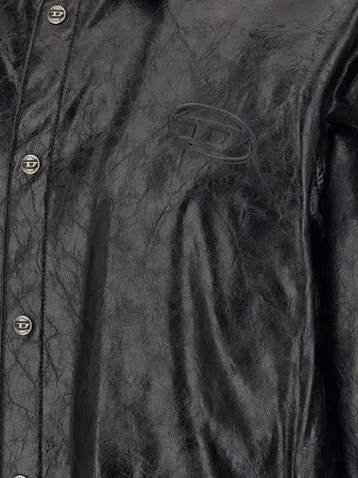 Diesel Textured Shirt With Branded Buttons In Black