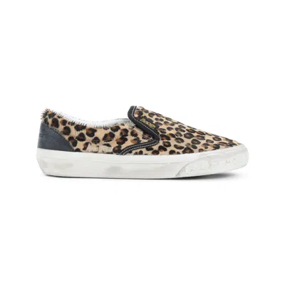 Golden Goose Brown Low Top Sneakers With Embossed Logo On The Heel And All-over Leopard Motif In Leather Woman