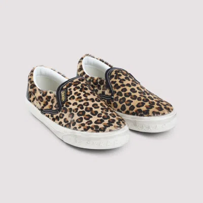 Golden Goose Brown Low Top Sneakers With Embossed Logo On The Heel And All-over Leopard Motif In Leather Woman