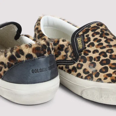 Golden Goose Brown Low Top Sneakers With Embossed Logo On The Heel And All-over Leopard Motif In Leather Woman