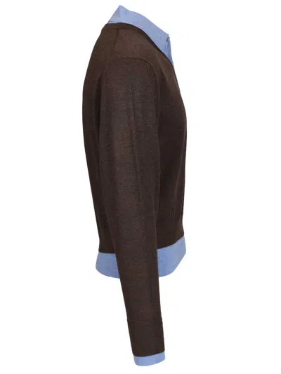 Acne Studios Womens Brown Blue Kascha Layered Wool Jumper
