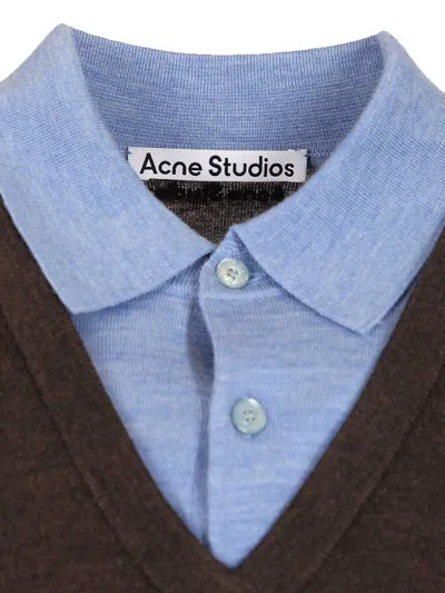 Acne Studios Womens Brown Blue Kascha Layered Wool Jumper