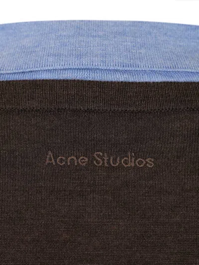 Acne Studios Womens Brown Blue Kascha Layered Wool Jumper