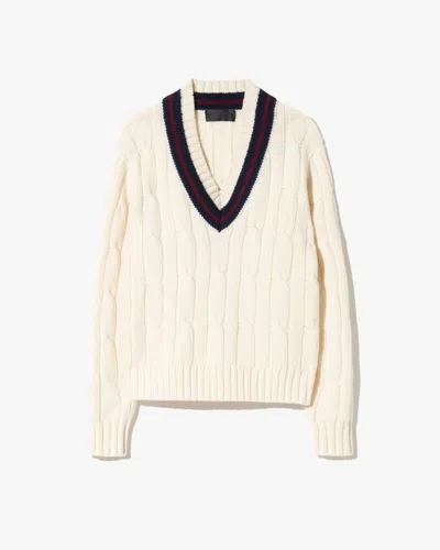 Nili Lotan Fabiana Striped Cable-knit Wool Sweater In White