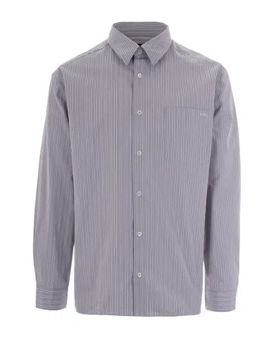A.p.c. Stripe-pattern Shirt In Gray