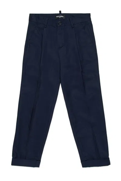 Dsquared2 Solid Color Chino Pants In Blue
