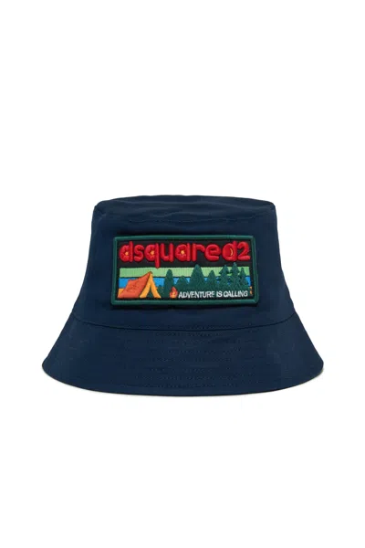 Dsquared2 Bucket Hat With Logo In Blue