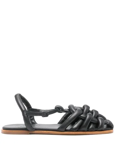 Hereu Cabersa 2 Sandals Braided Design Flat In Black