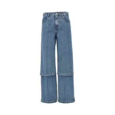 Attico Blue Jeans With Logo Detail On The Pocket And Logo Patch On The Rear In Denim Woman