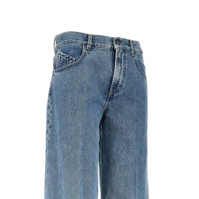Attico Blue Jeans With Logo Detail On The Pocket And Logo Patch On The Rear In Denim Woman