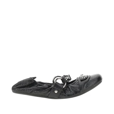 Balenciaga City Black Ballet Flats In Arena Lambskin Leather