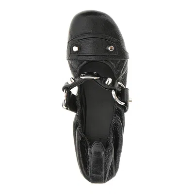 Balenciaga City Black Ballet Flats In Arena Lambskin Leather