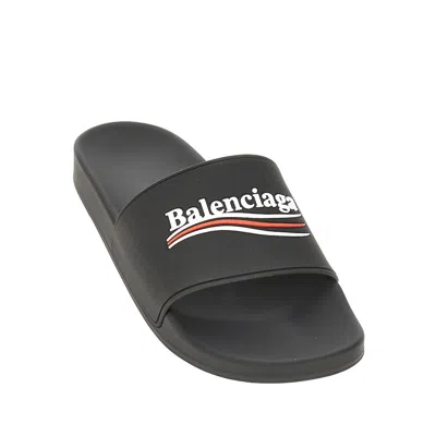 Balenciaga Embossed Logo Slip-on Sandals With Moulded Footbed In Multi