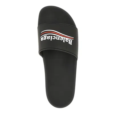 Balenciaga Embossed Logo Slip-on Sandals With Moulded Footbed In Multi