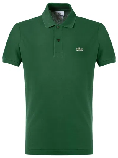 Lacoste Stretch Pique Short-sleeve Slim Fit Polo Shirt In Green