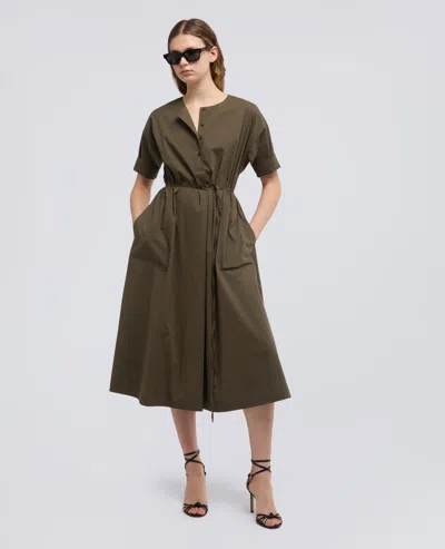 Aspesi Stretch Nylon Cotton Poplin Dress In Green