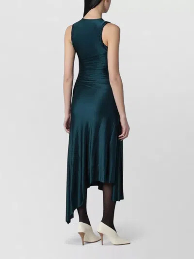 Victoria Beckham Womens Dark Teal Twist Asymmetric-hem Woven Midi Dress In Green