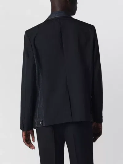 Sacai Black Single-breasted Jacket With Denim Insert In Multi