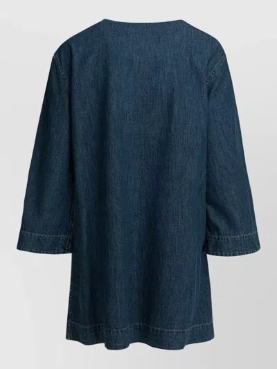 Valentino Vlogo Signature Mini Dress With V-neck And Pockets In Blue