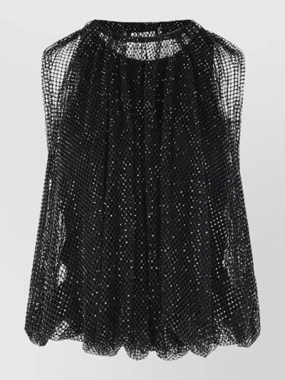 Sportmax Embellished Mesh And Jersey Top In Black