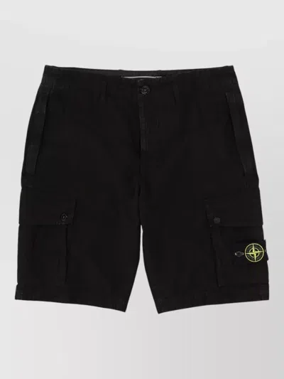 Stone Island Old Effect Cotton Cargo Bermuda Shorts Clothing In Black