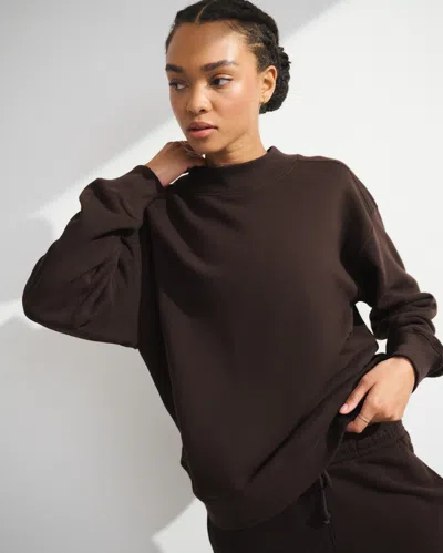 Abercrombie & Fitch Ypb Mockneck Terry Oversized Sweatshirt In Brown