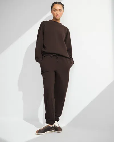 Abercrombie & Fitch Ypb Mockneck Terry Oversized Sweatshirt In Brown