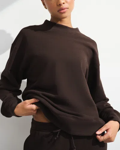 Abercrombie & Fitch Ypb Mockneck Terry Oversized Sweatshirt In Brown