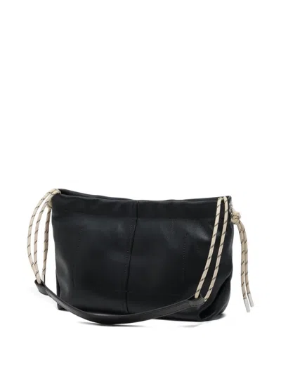 Bimba Y Lola Medium Embossed-logo Drawstring Shoulder Bag In Black