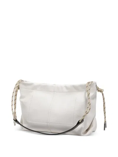 Bimba Y Lola Medium Embossed-logo Drawstring Shoulder Bag In White