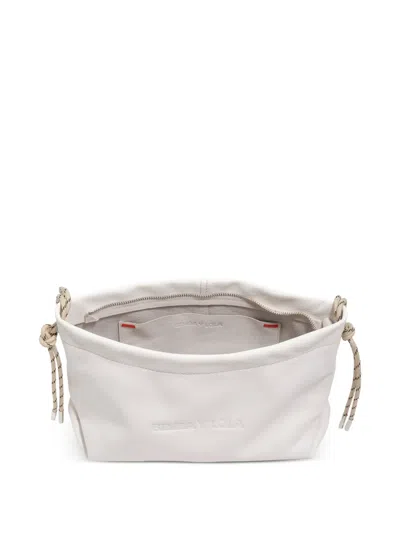 Bimba Y Lola Medium Embossed-logo Drawstring Shoulder Bag In White