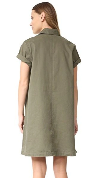 Shop Alexander Wang T Short Sleeve Collared Dress In Fatigue