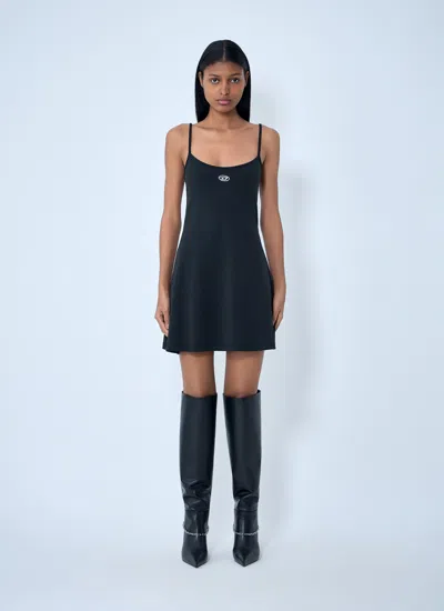 Diesel Mini Dress With Spaghetti Straps And Scoop Neck In Black