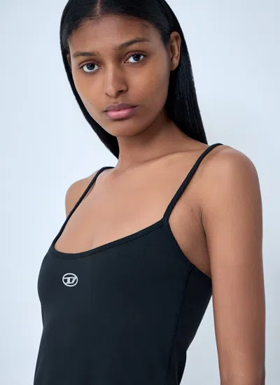 Diesel Mini Dress With Spaghetti Straps And Scoop Neck In Black