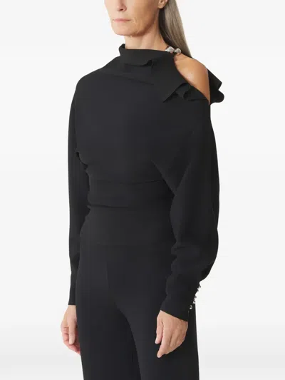Lanvin Drape-detail Button Blouse In Black