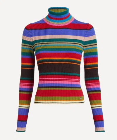 Acne Studios Stripe Rib Wool Turtleneck Sweater In Multi