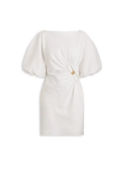 Scanlan Theodore Turban Gathered Embellished Mini Dress In Animal Print