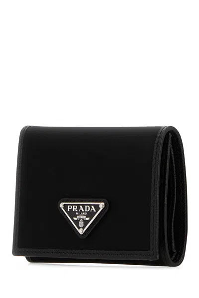Prada Fabric Wallet Fold Over Design In Black