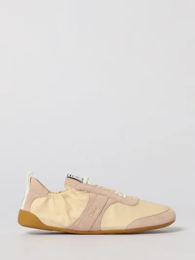 Chloé Kick Beige Sneaker With Side Lettering Logo And Elasticated Details In Fabric Woman In Multi