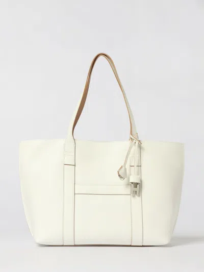 Hogan Script Shopping Tote Bag Top Handles Strap In White