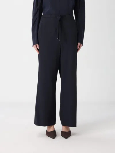Max Mara Wool Drawstring Trousers In Blue