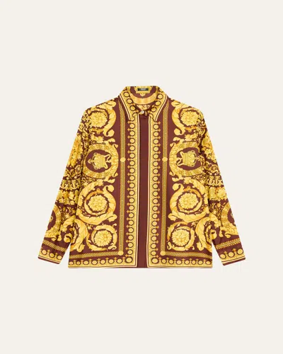 Versace Heritage Baroque Print Silk Shirt In Multi