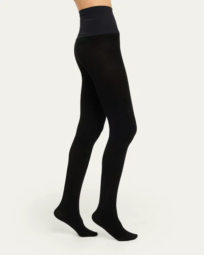 Commando Fleece Lined Opaque Footless Tights In Black