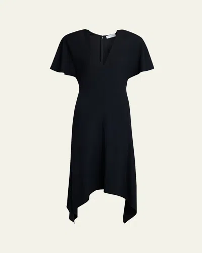 Stella Mccartney Womens Black Relaxed-fit V-neck Woven Midi Dress