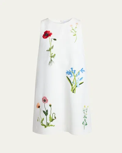 Stella Mccartney Floral Embroidered Sleeveless Mini Shift Dress In Green